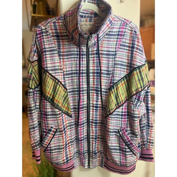 Free People Women's Oversized Plaid Penny Bomber Jacket Size XS - Picture 3 of 7